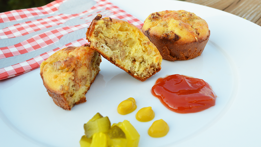 Cheeseburger pie on a white plate