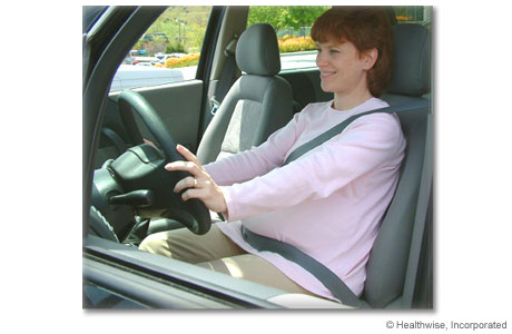 Proper position of a seat belt during pregnancy