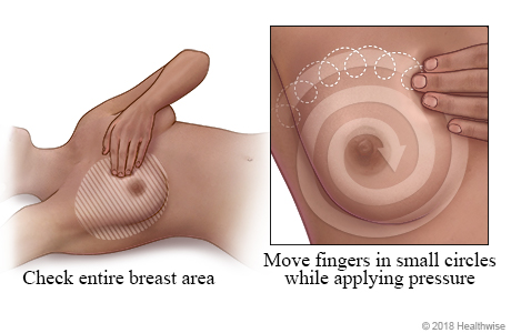 Woman doing breast self-exam using circle pattern