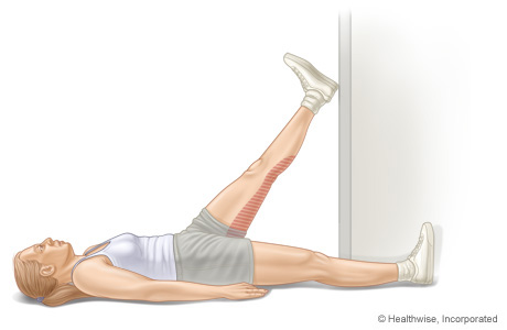 Hamstring stretch in doorway Hamstring stretch in doorway