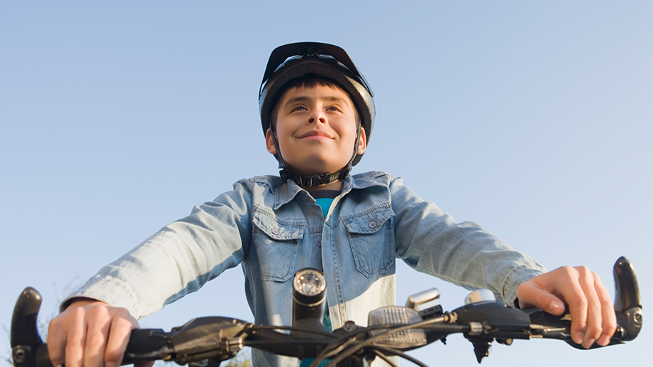 Boy riding a bike