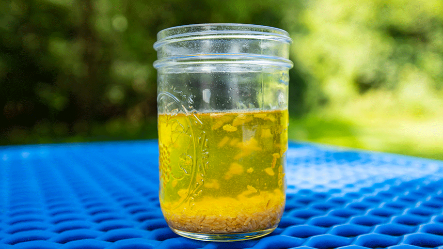 Small jar containing magic dancing rice