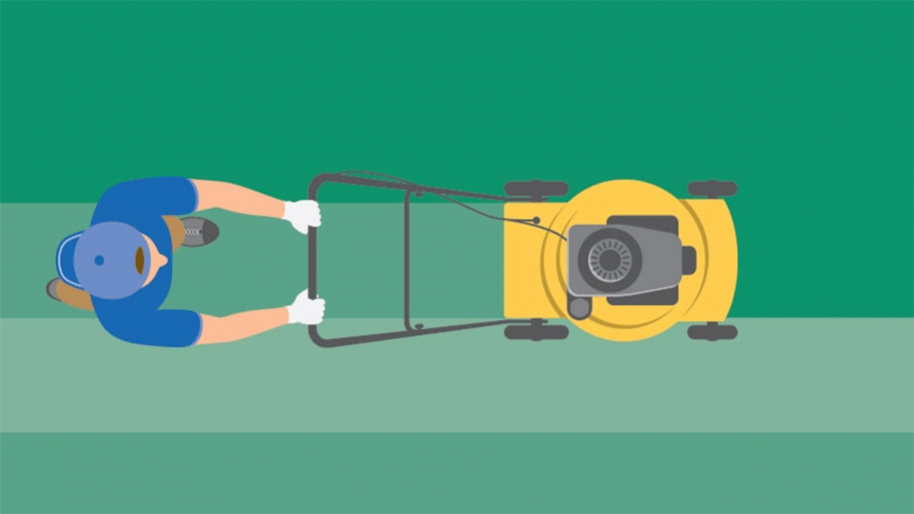 Graphic of teen mowing the yard