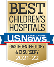 Pediatric Gastroenterology U.S. News and World Report Badge 2021-2022