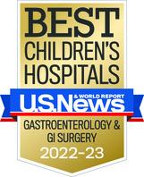 Gastroenterology and GI Surgery - 2022-23 US News and World Report Best Children's Hospital Badge