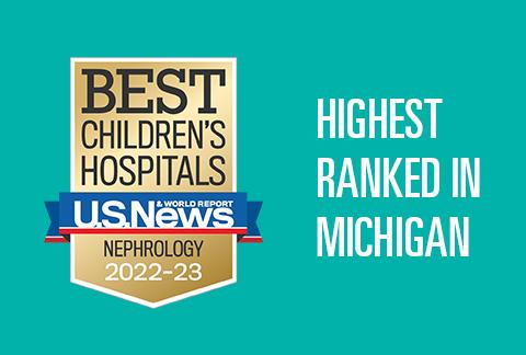 Mott Pediatric Nephrology was ranked 1st in Michigan and 20th in the nation by USNWR