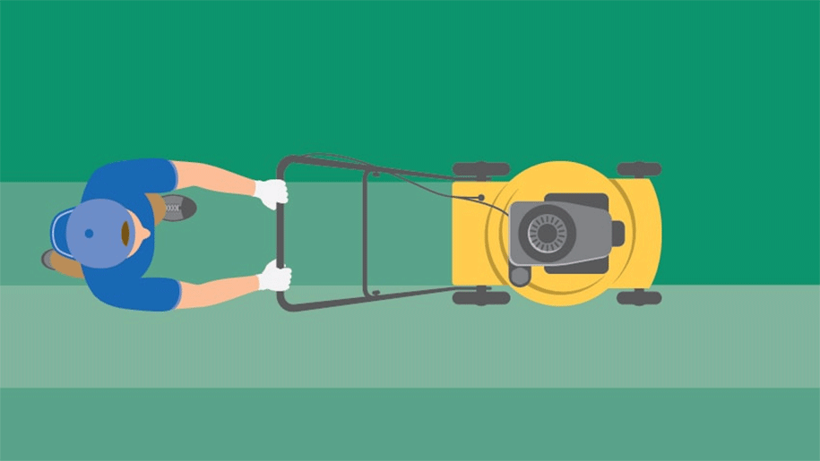 Graphic of teen mowing the yard