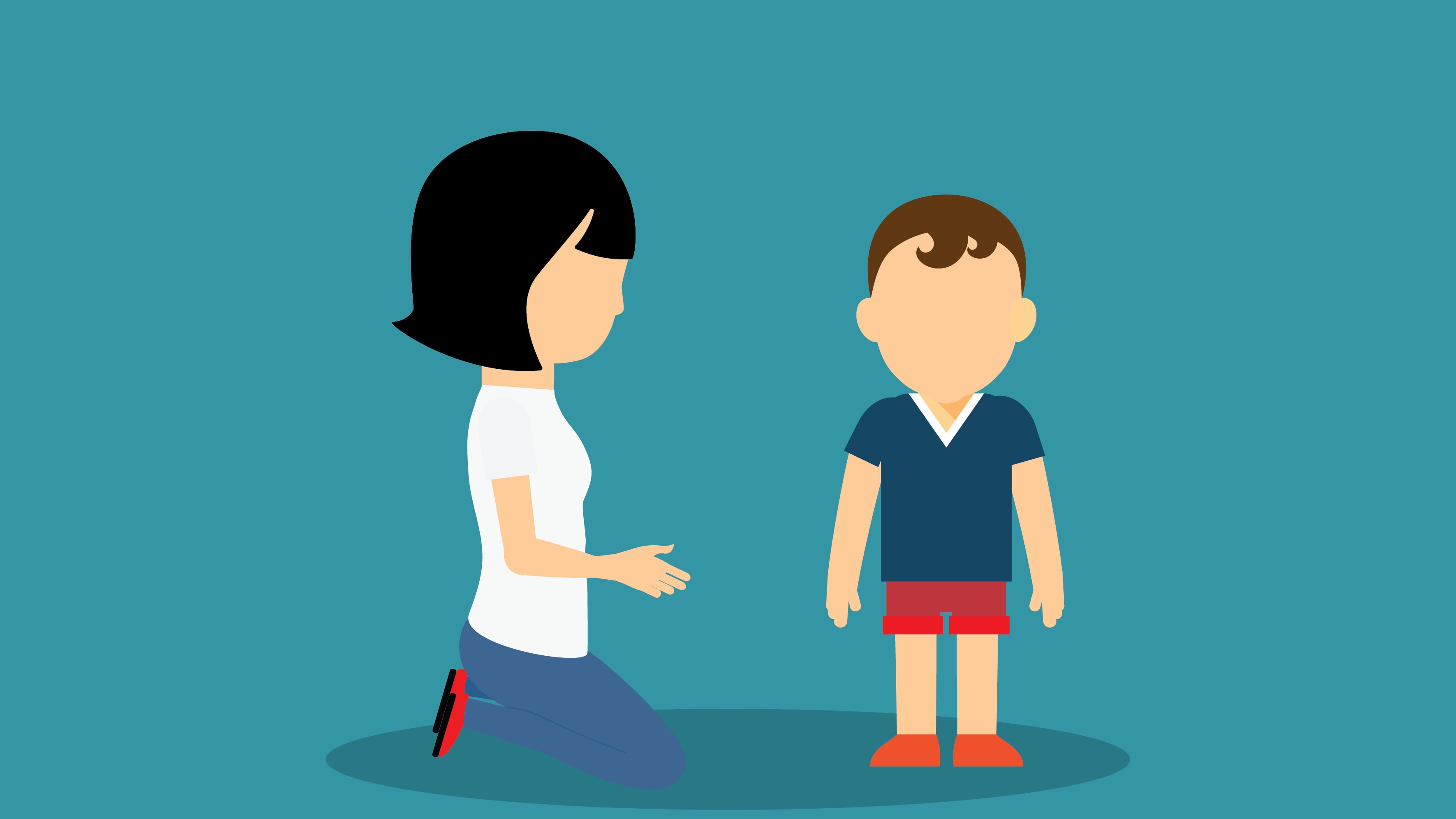 Graphic of a mom talking to a child